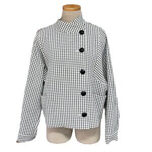 Cabi #3173 Osaka Nights Blazer Jacket Windowpane Black White Size Medium